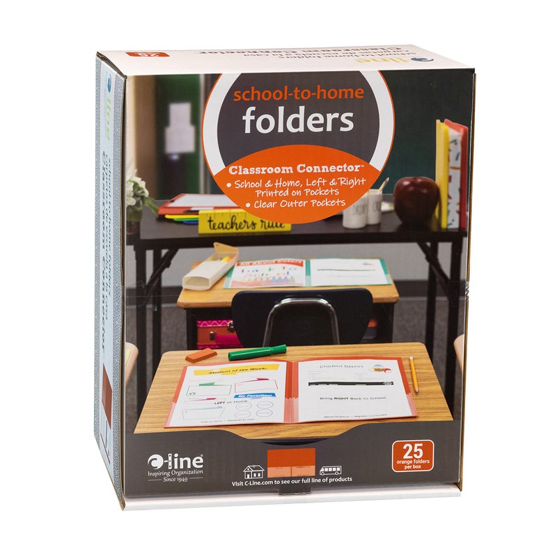 C-Line Classroom Connector School-to-Home Folders, Orange, 25 per Box (32002) - Image 4
